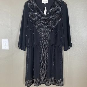 Anthropologie Sabine Black Beaded Dress NWT